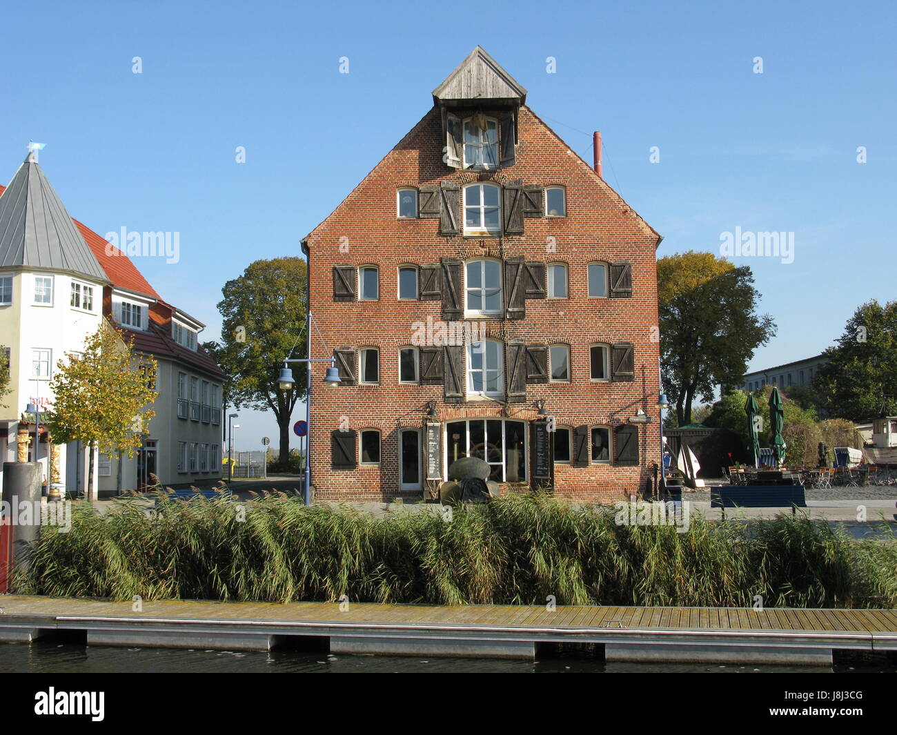 Haus, Gebäude, historische, Ort, Stadt, Hafen, Frame-Work, Brücke, Deutschland, Stockfoto