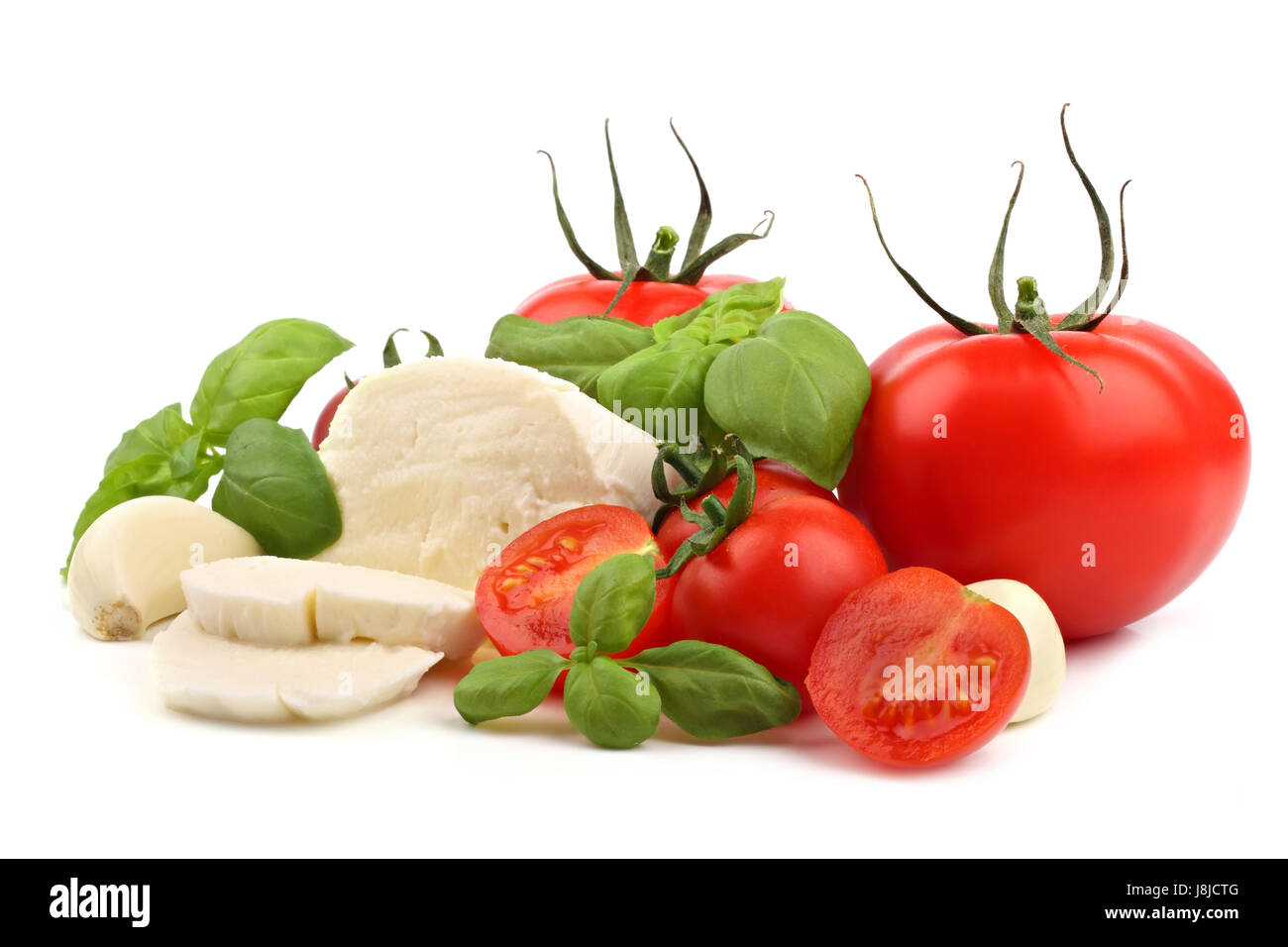 Lebensmittel, Nahrungsmittel, Scheibe, Tomaten, Tomaten, Basilikum, Italienisch, Tomate, Restaurant, Stockfoto