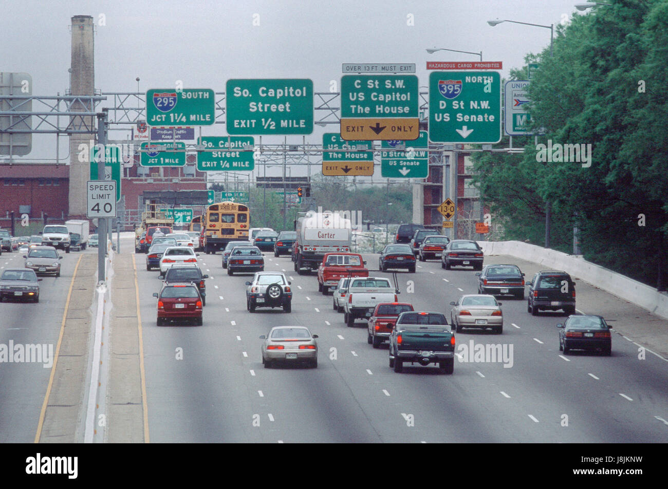 Autobahn-Verkehr in den District Of Columbia (Washington D.C.) in Anfang der 2000er Jahre Stockfoto