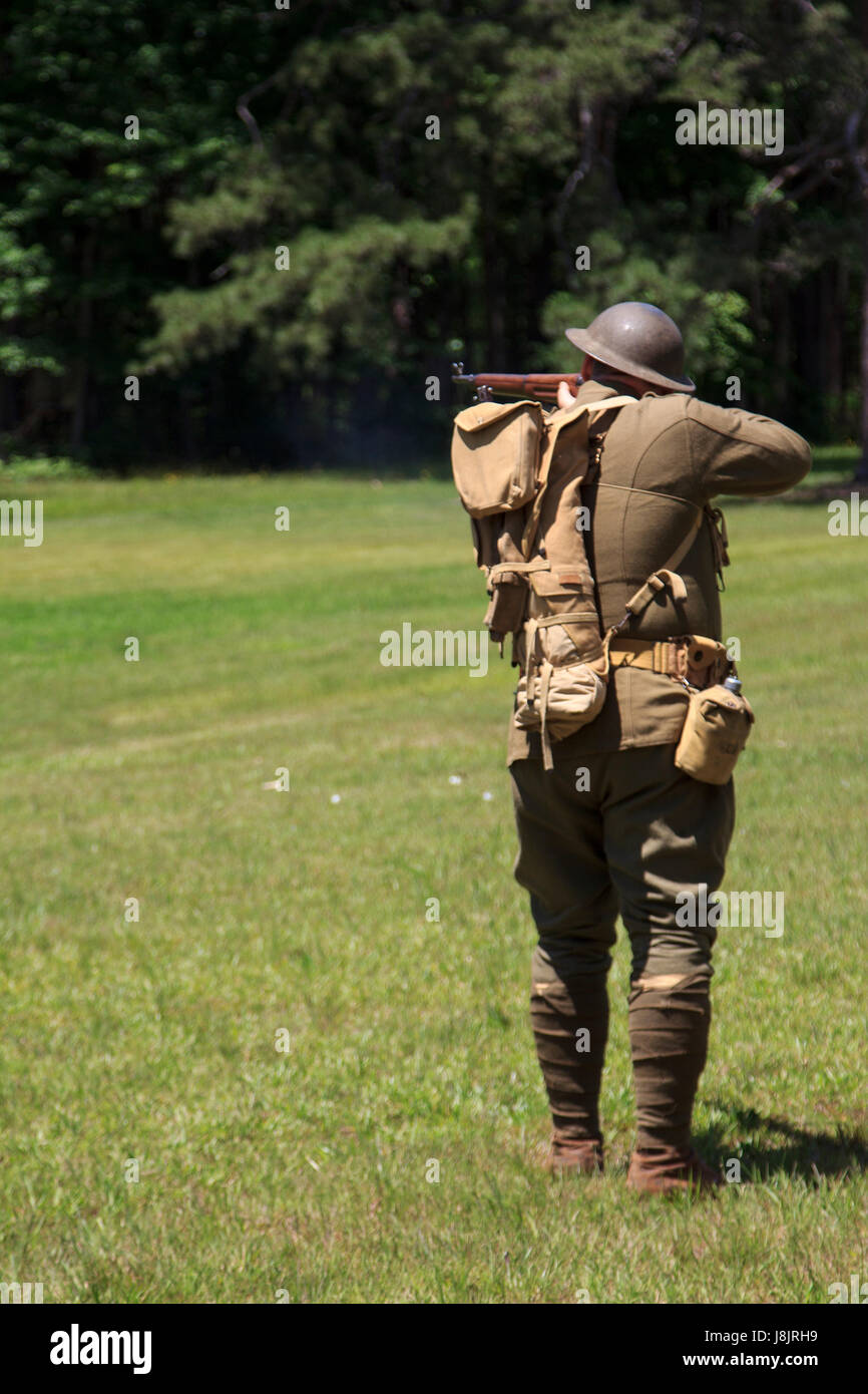 Memorial Day Erinnerung Erster Weltkrieg Soldaten Reenactment Stockfoto
