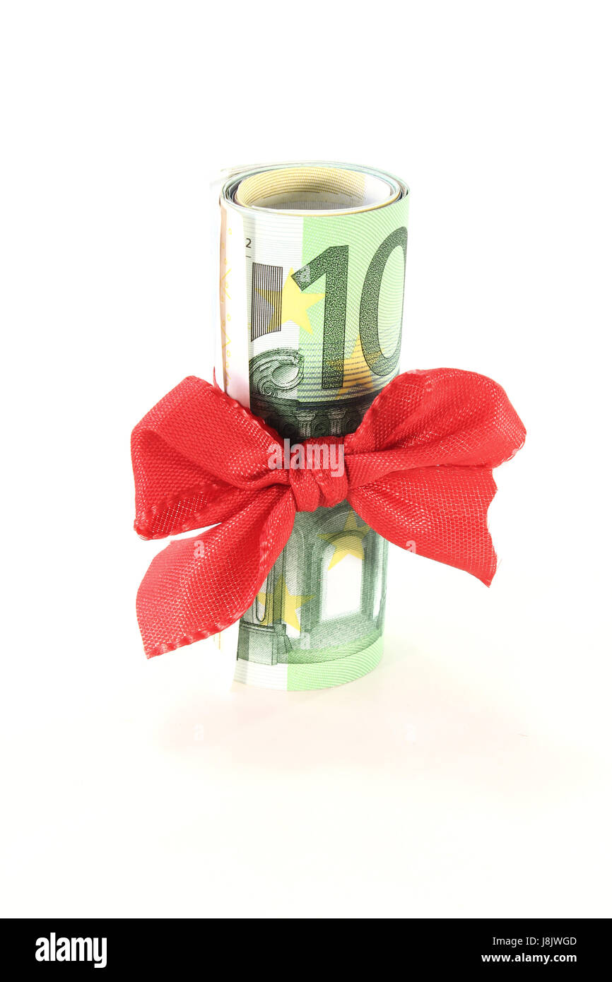 Euro, Europa, Schleife, Spende, Weihnachtsgeld, Geld, Euro, Europa, bank Stockfoto