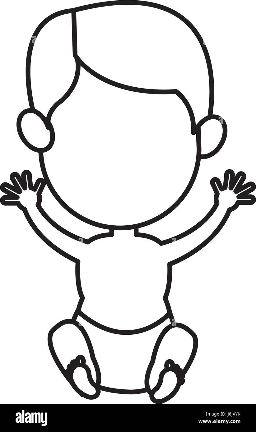 niedliche baby Jesus Geburt Feier, Umriss Bild Stock Vektor