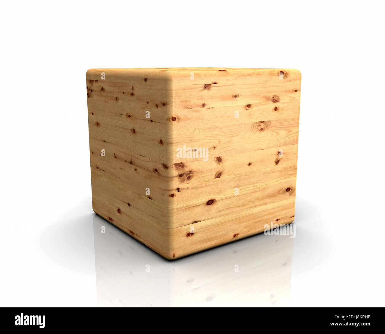 3D Holzwürfel mit abgerundeten Enden - zirbe Stockfoto