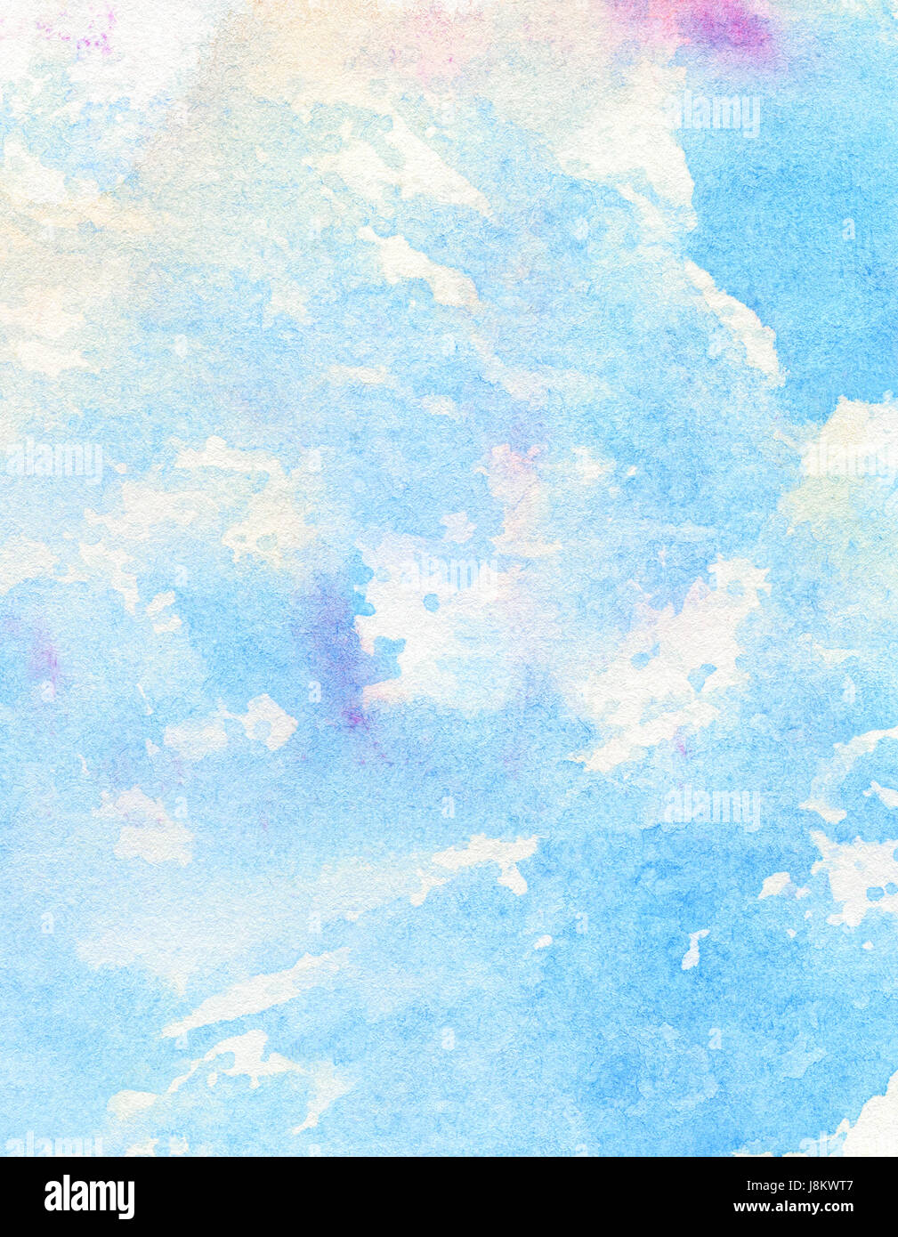 Blau, Licht abstrakt gemalt, Aquarell Himmelshintergrund auslaufen. Stockfoto