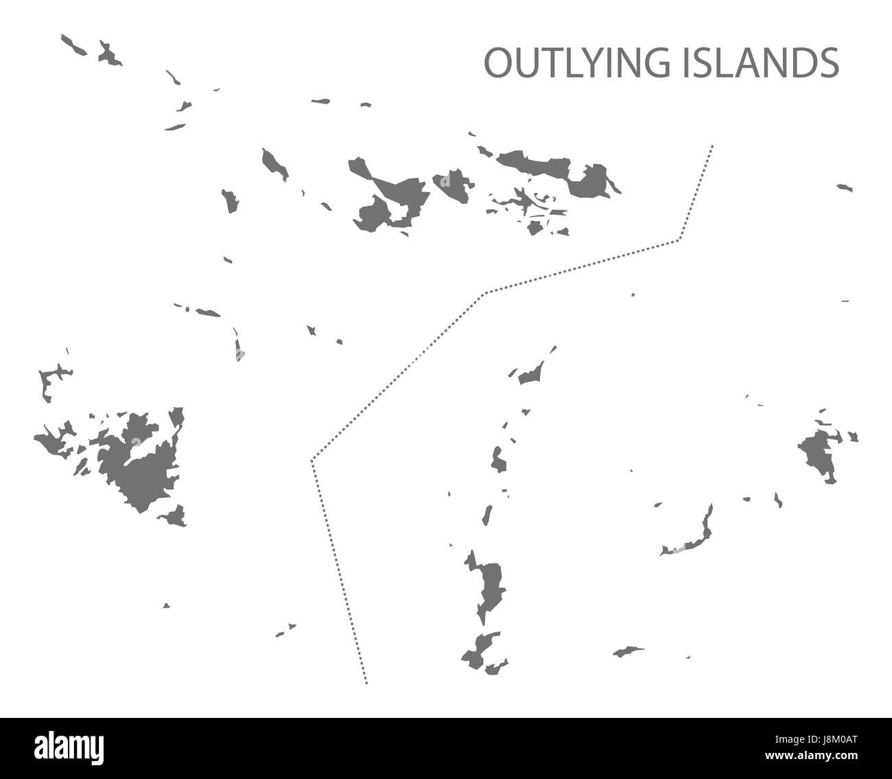 Outlying Islands Karte grau Abbildung silhouette Stock Vektor