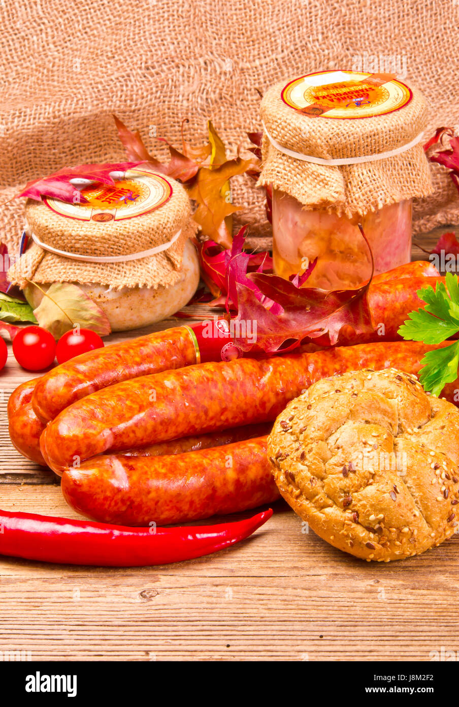 Lebensmittel, Nahrungsmittel, Ernährung, Gericht, Mahlzeit, Schinken, Fleisch, Lebensmittel, Nahrungsmittel, Brot, Gesundheit, Stockfoto