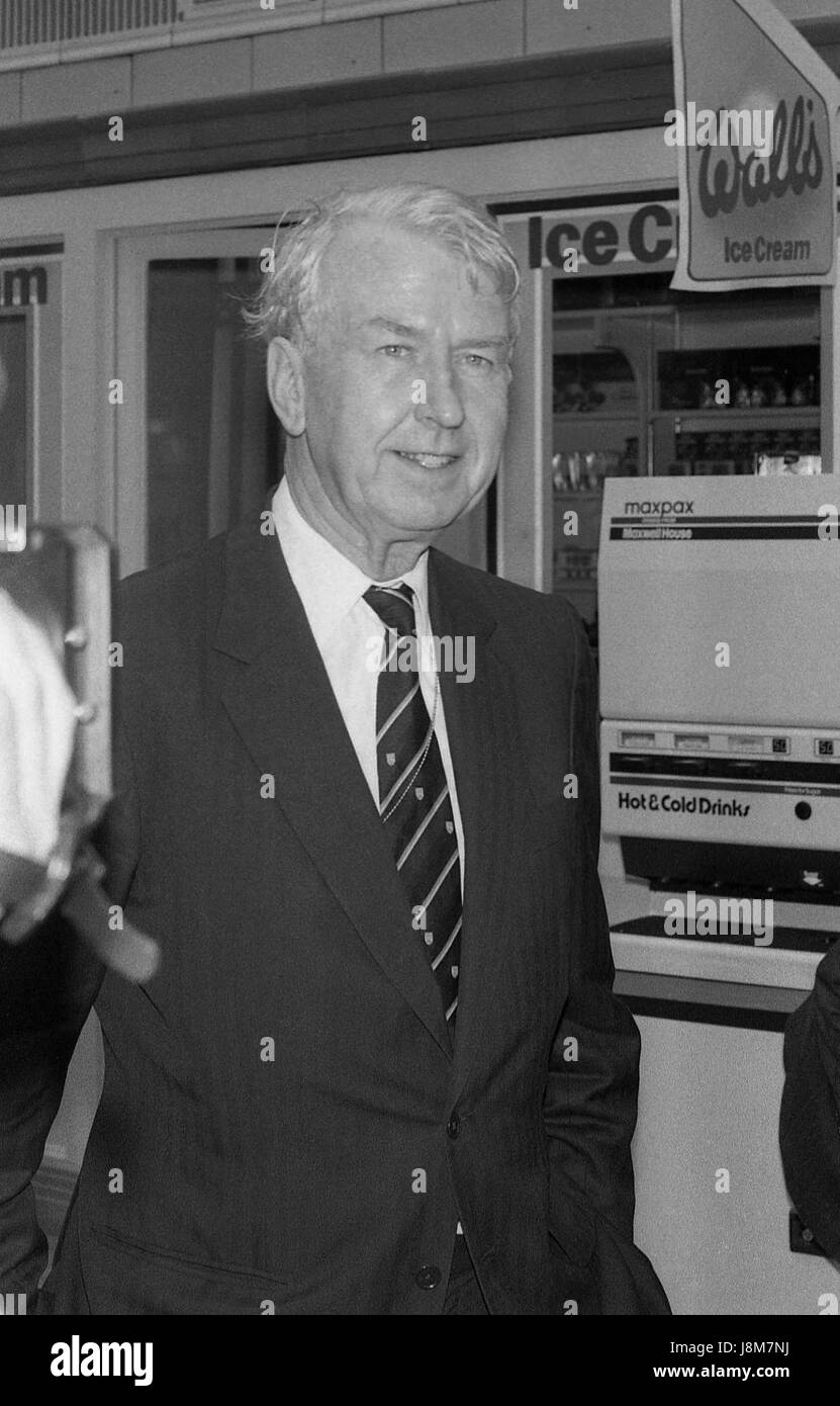 Rt Hon Peter Walker, Staatssekretär für Wales und der konservativen Partei Parlamentsmitglied für Worcester, besucht am Parteitag in Blackpool, England am 10. Oktober 1989. Stockfoto