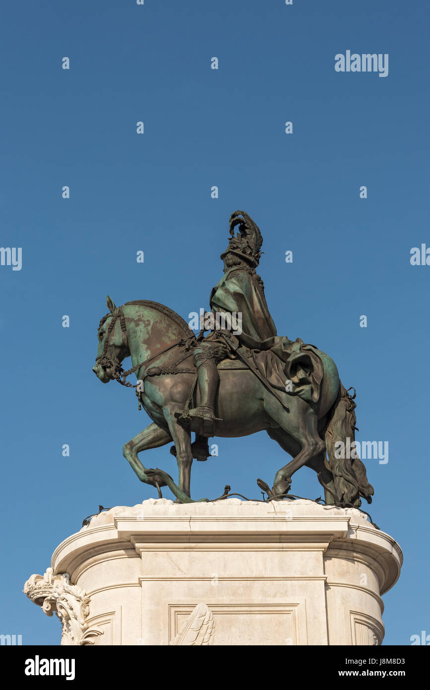 Statue von König José ich, von Machado de Castro, Praça Comércio, Lissabon, Portugal Stockfoto