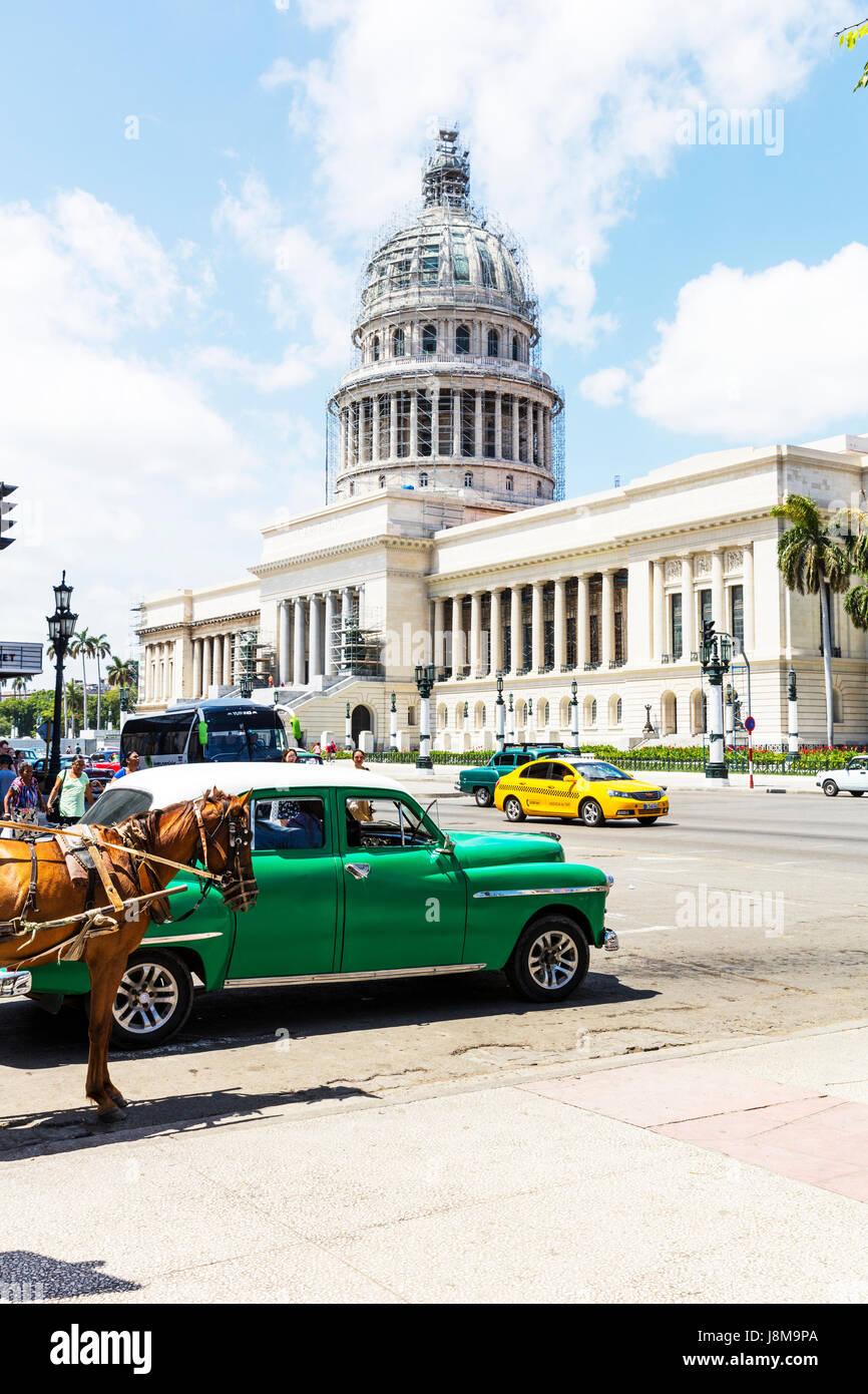 Capitol Kuba, Capitol Havanna Kuba, Kapitol Kapitol von Havanna, Kuba Capitol, Kuba, Havanna, Gebäude, Fassade, Außenbereich, Kubanisch, Stockfoto