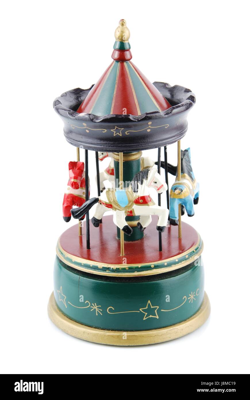 Fahrt, Holz, Vintage, Spielzeug, Jahrmarkt, Karussell, aus Holz, Eisenbahn, Lokomotive, Stockfoto