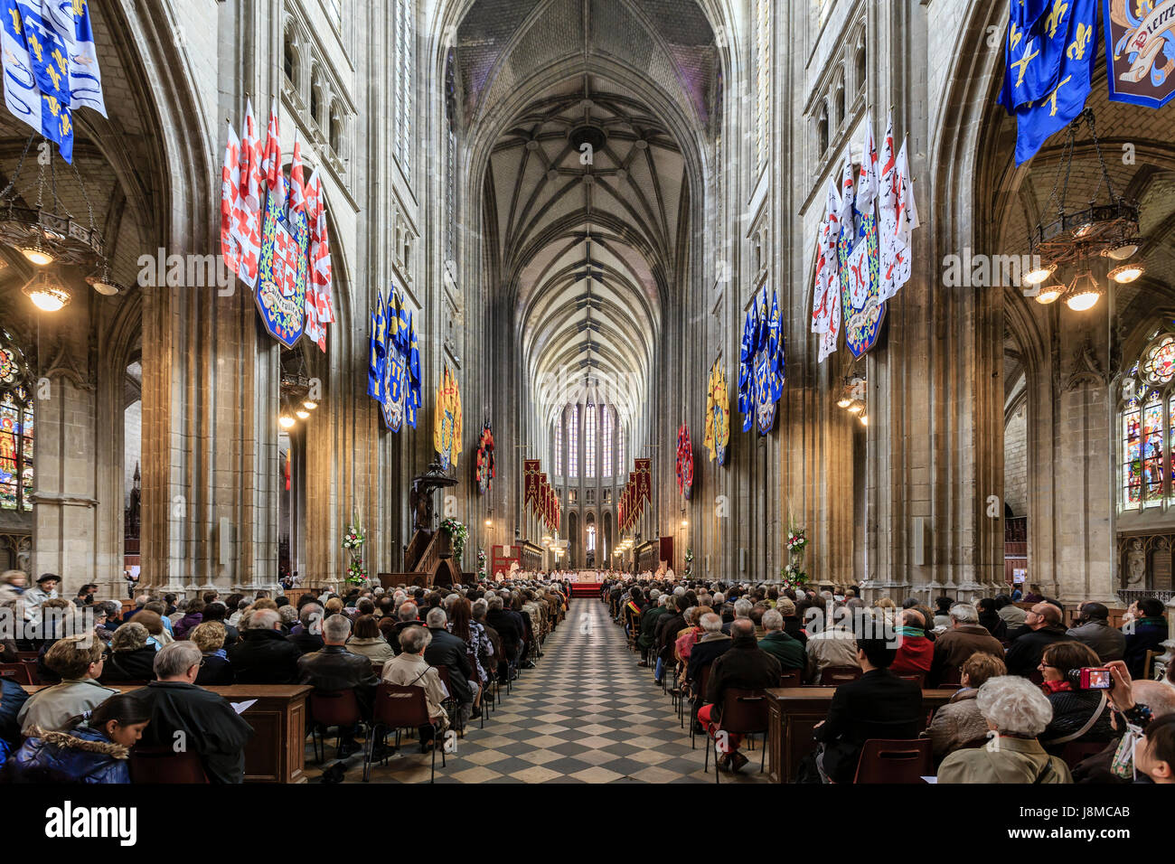 Frankreich, Loiret, Orleans, Sainte Croix Kathedrale von Orleans, Masse 8.Mai zu Ehren Jeanne d ' Arc während der Feierlichkeiten der Jeanne d ' Arc Stockfoto
