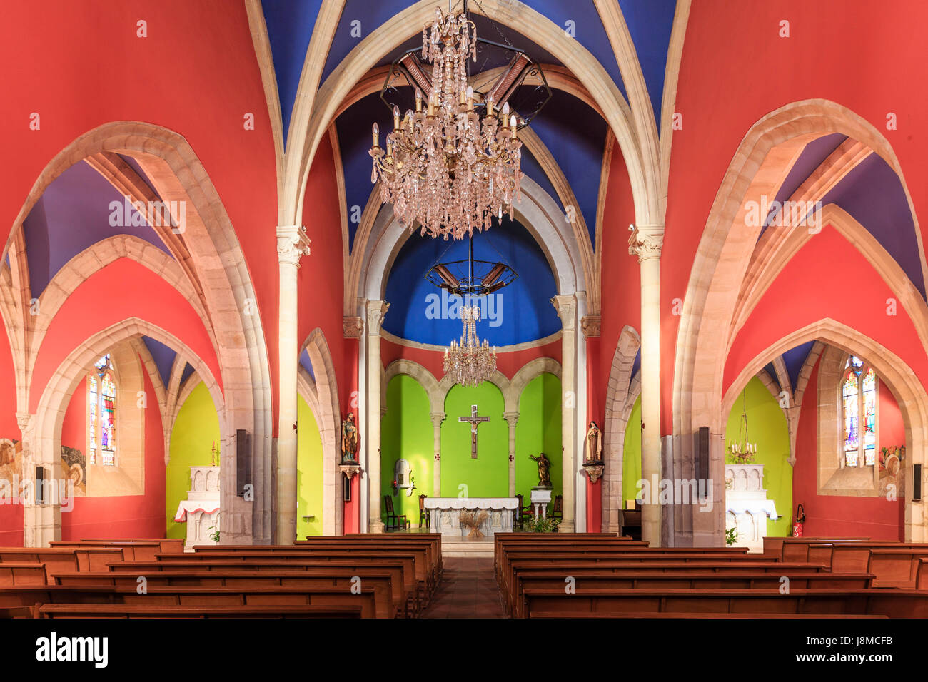 Frankreich, Lot et Garonne, Bias, Notre Dame de Bias Kirche, Kreuzweg von François Peltier Stockfoto