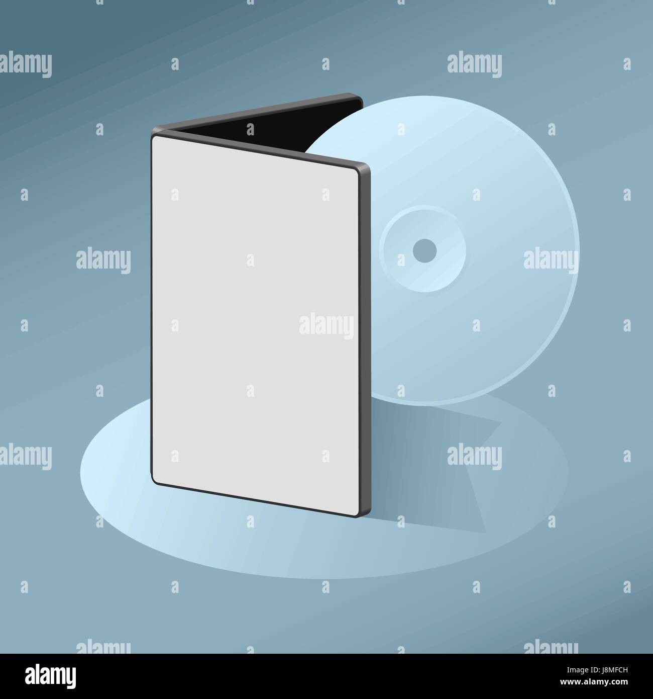 Ein Beispiel für eine leere DVD-Hülle mit Copyspace und eine Scheibe. Stock Vektor