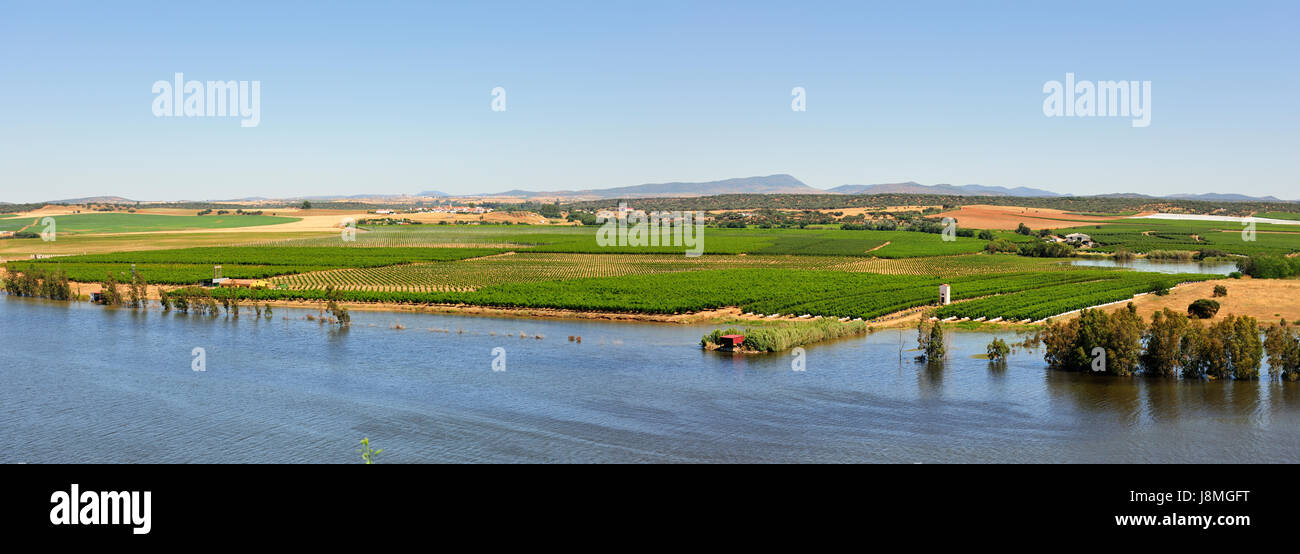 Den Fluss Guadiana, eine natürliche Grenze zwischen Spanien und Portugal Stockfoto
