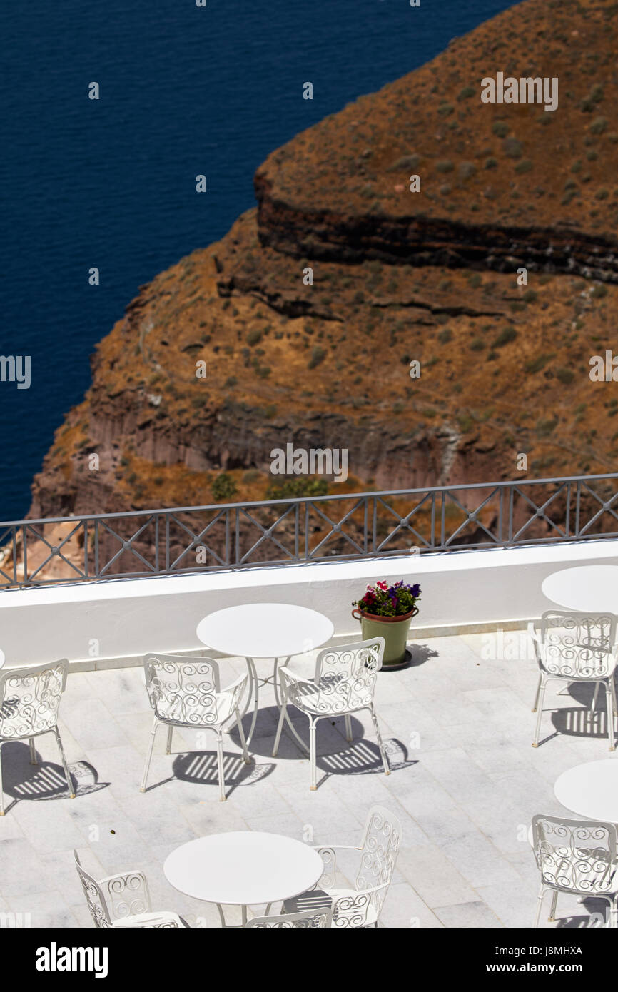 Vulkanische griechische Insel Santorin eine der Kykladen im Ägäischen Meer. Fira, die Hauptstadt der Insel Stockfoto