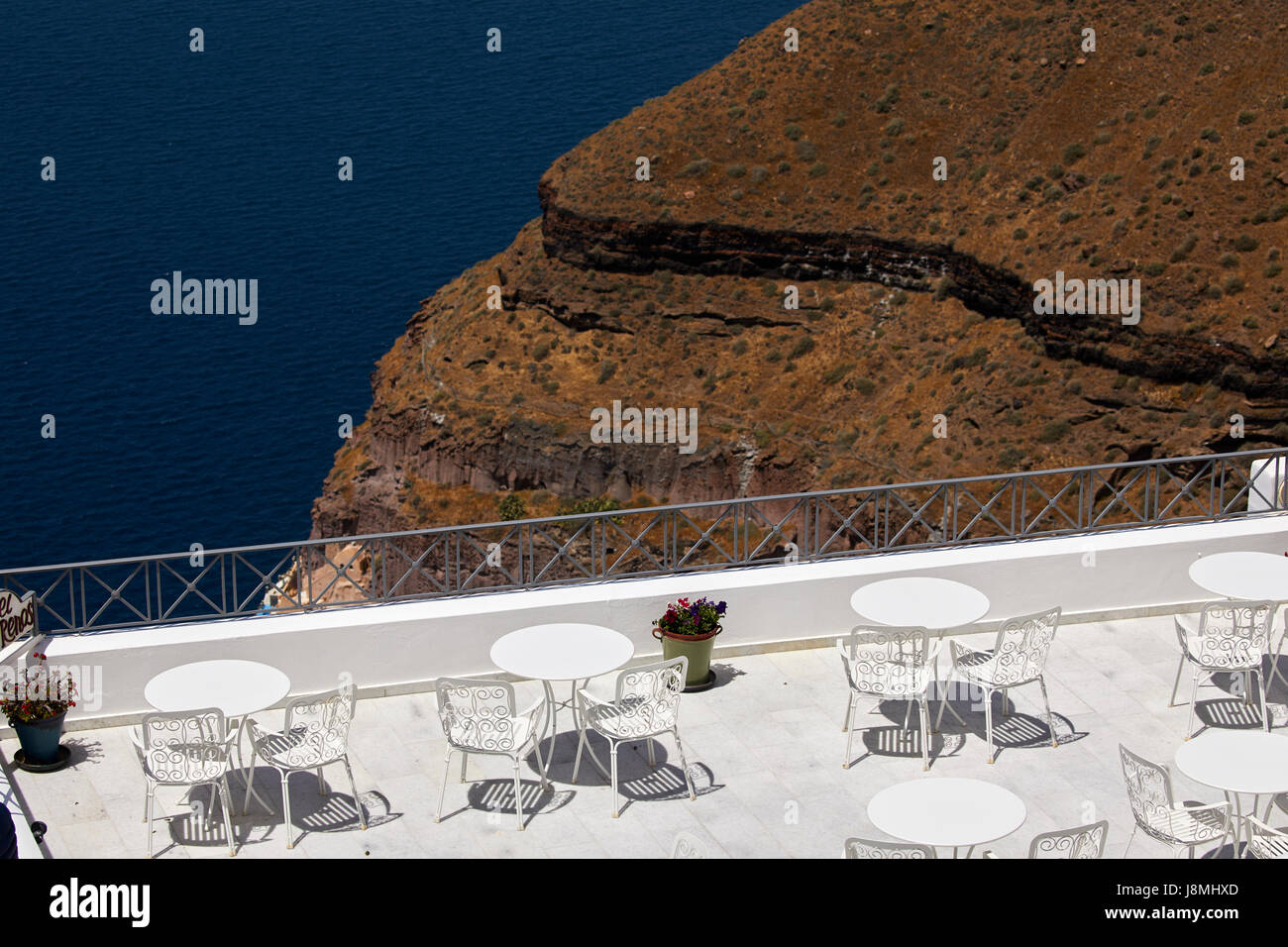 Vulkanische griechische Insel Santorin eine der Kykladen im Ägäischen Meer. Fira, die Hauptstadt der Insel Stockfoto