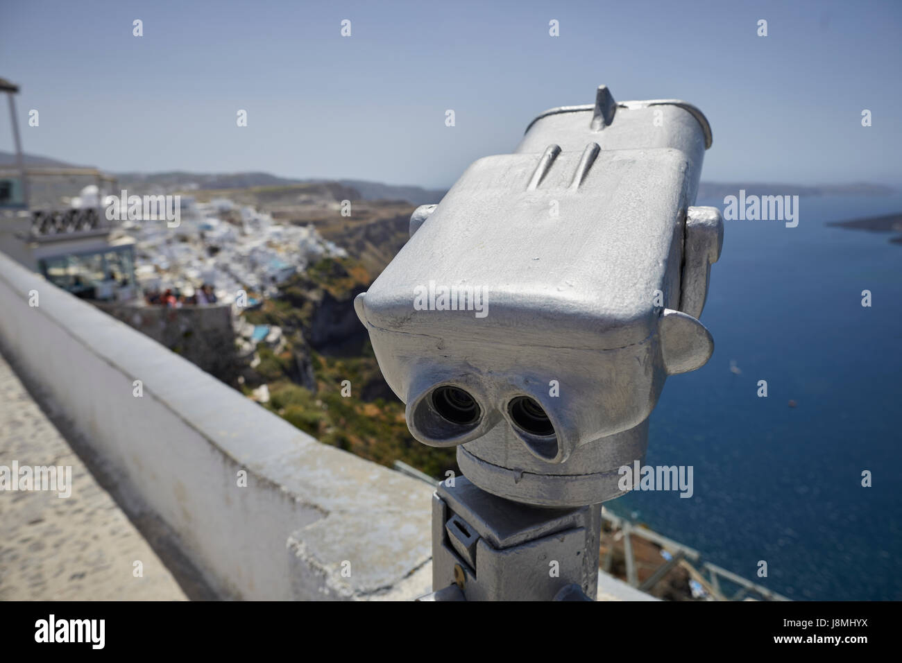 Vulkanische griechische Insel Santorin eine der Kykladen im Ägäischen Meer. Fira, die Hauptstadt der Insel Stockfoto