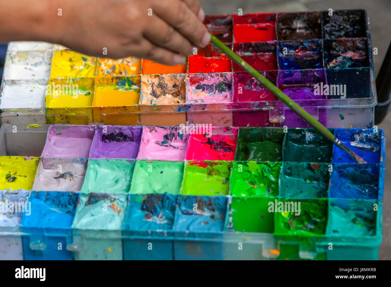 Linkeng, Zhejiang, China.  Künstler Ölfarben. Stockfoto