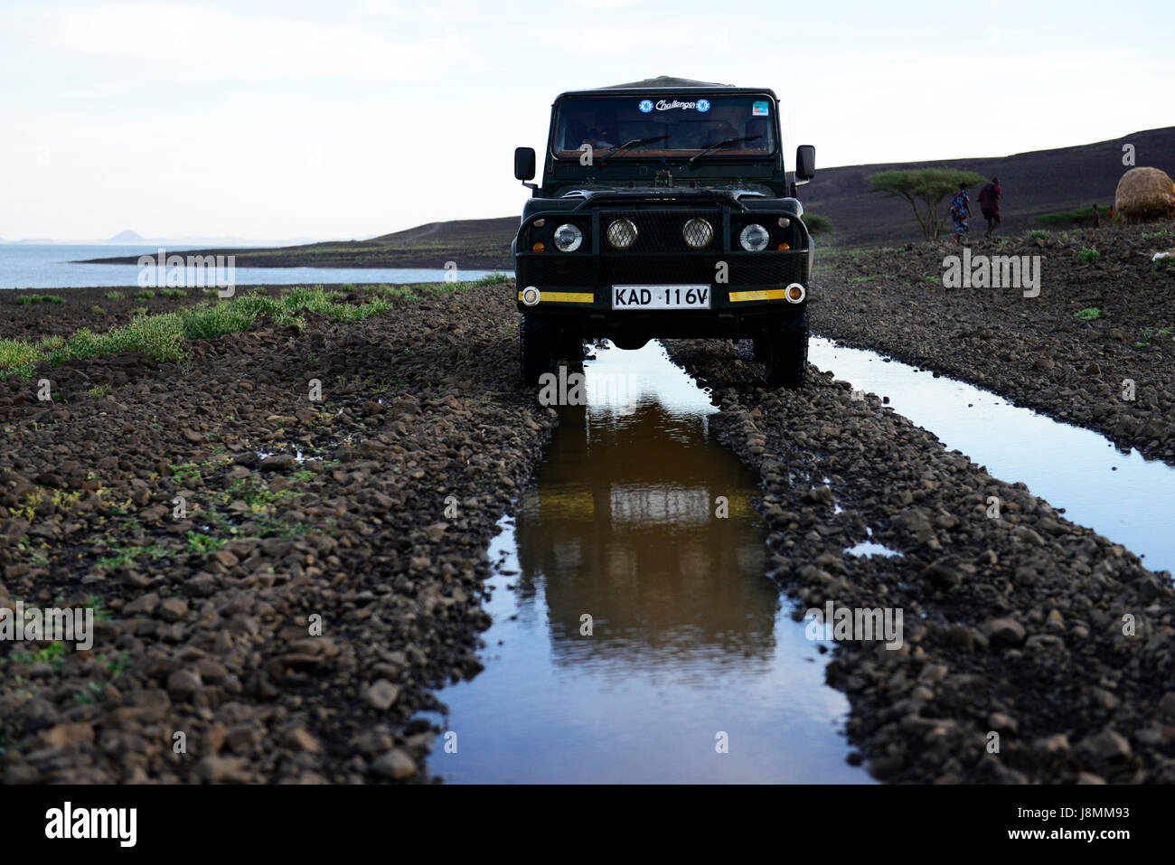 Holprige Straßen in der Nähe von Lake Turkana, Kenia. Stockfoto