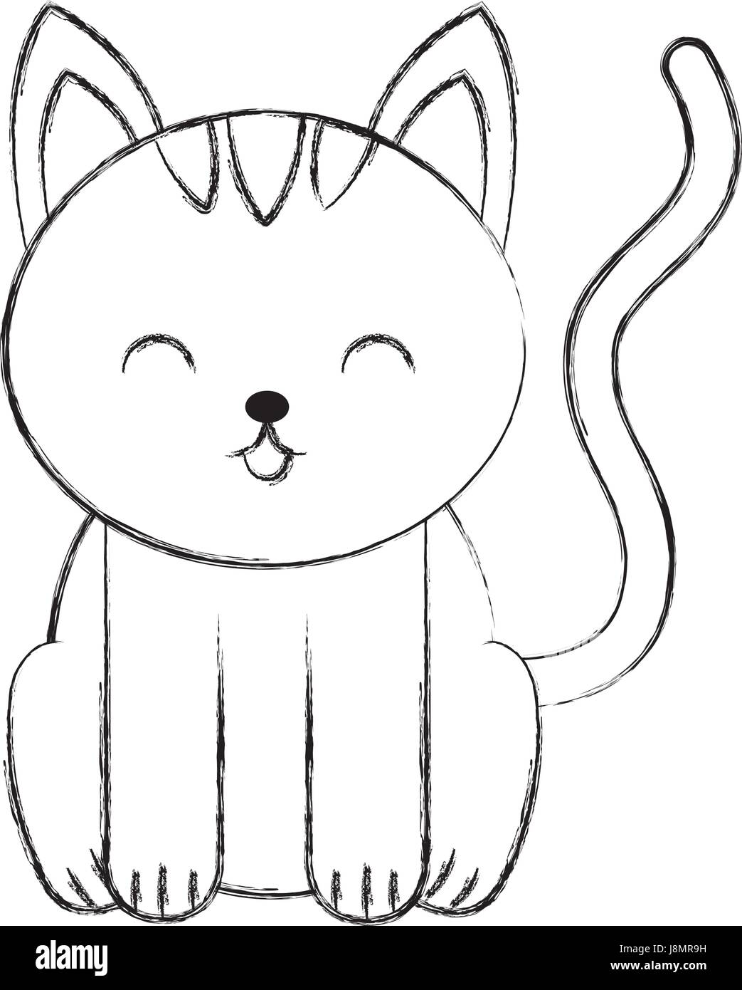 niedliche Skizze zeichnen Katze cartoon Stock-Vektorgrafik - Alamy