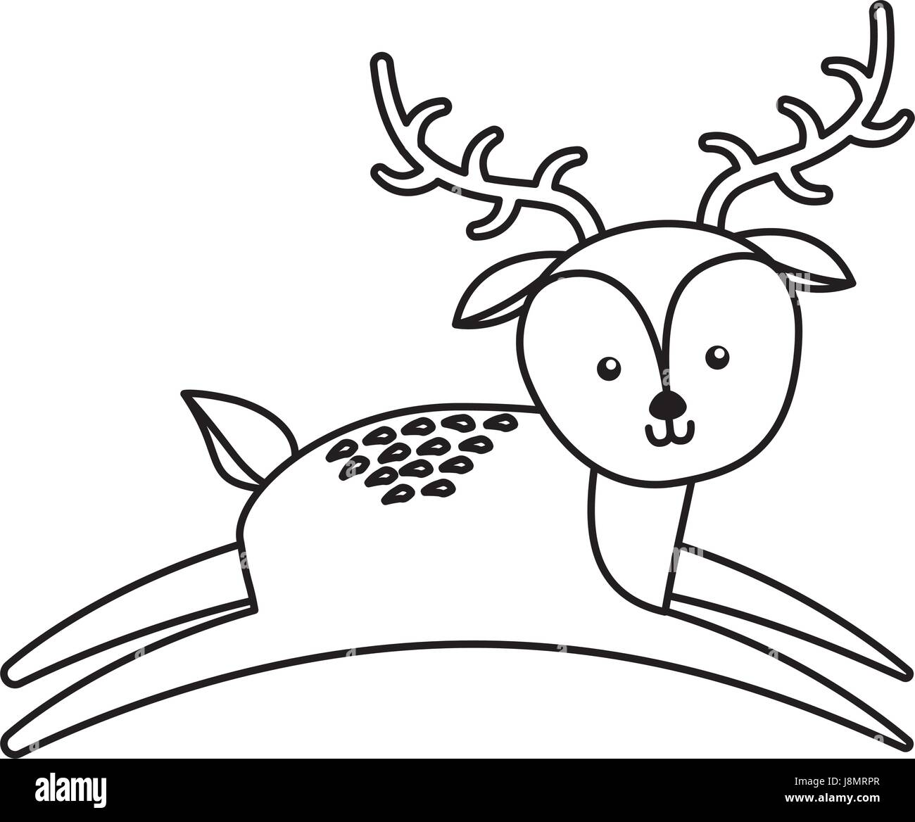 süße Linie Symbol Hirsch cartoon Stock Vektor