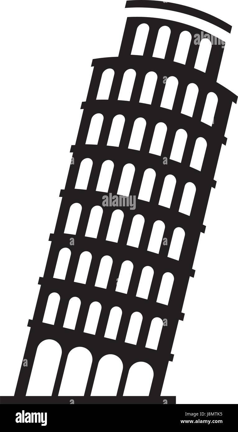 schwarze Symbol schiefen Turm von Pisa Stock Vektor