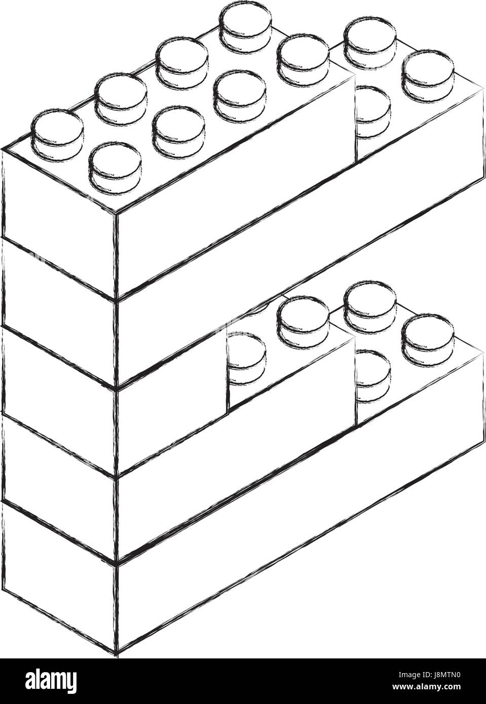 Skizze zu zeichnen Spielzeug Baustein Ziegel Stock-Vektorgrafik - Alamy