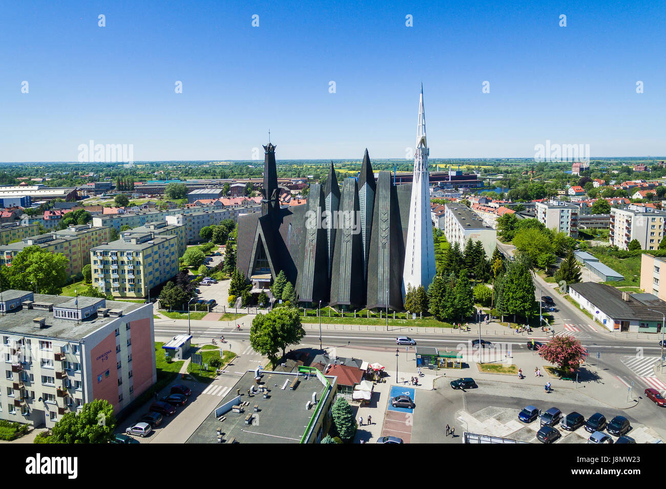 Vogel Auge Ansicht Der Kirche Der Mutter Gottes Konigin Von Polen In Der Stadt Elbing Stockfotografie Alamy