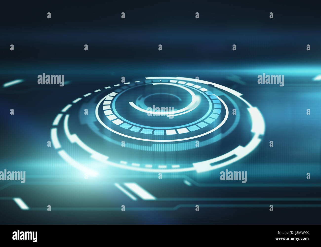 Abstrakt 3d digitale Illustration der Runde Teil des futuristischen Interfaces. Stockfoto