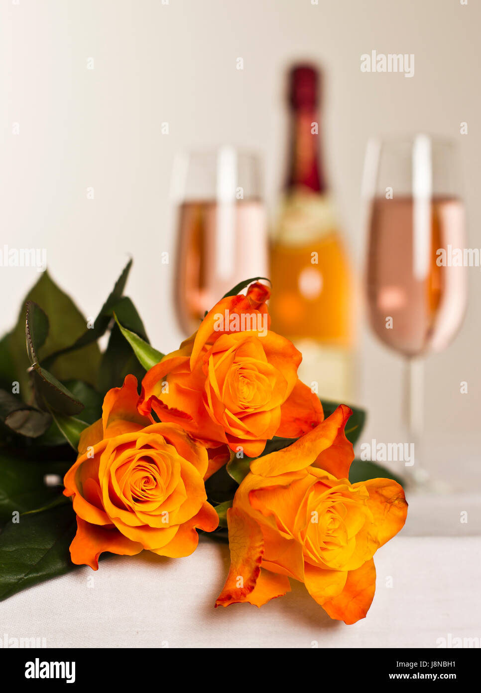 Glas, Kelch, Becher, Blume, Rose, Pflanze, Party, Feier, Champagner, Stockfoto