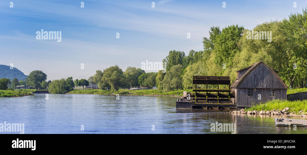 Panorama von der Weser in der Nähe von Minden, Deutschland Stockfoto