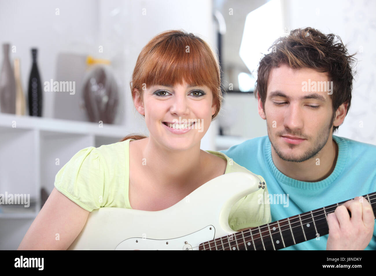 blau, Musik, Weiblich, grün, Männlich, männliche, leer, europäisch, Kaukasisch, vorbei, Stockfoto