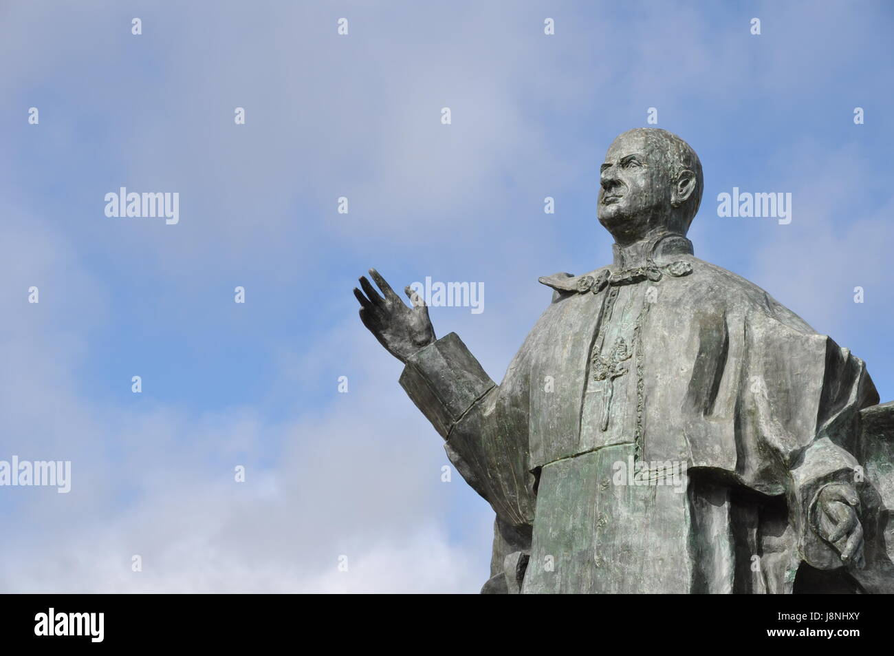 Statue, Papst, Portugal, Paul, John, Bronze, blau, Religion, religiöse, glauben, Stockfoto