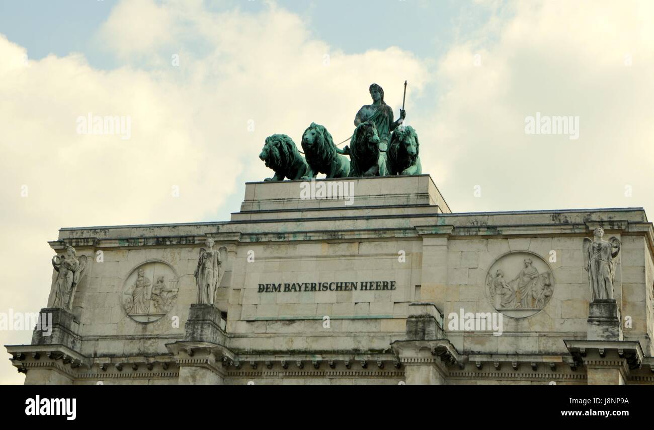 München, Triumphbogen, Armee, Armee, leer, europäisch, Kaukasisch, vier, Krieg, Stockfoto