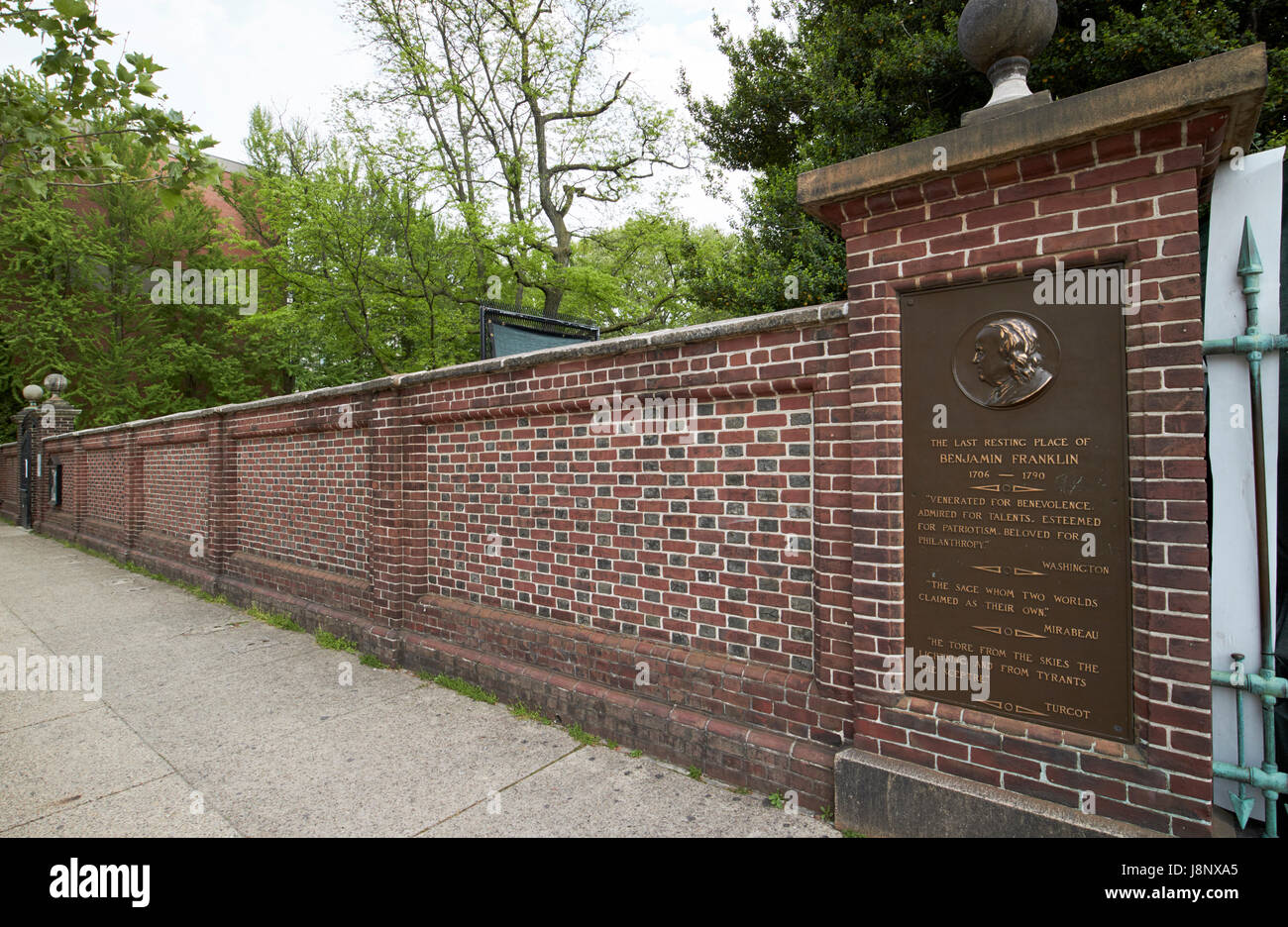 Christus Kirche Beerdigung Boden die letzte Ruhestätte von Benjamin Franklin in Philadelphia USA Stockfoto