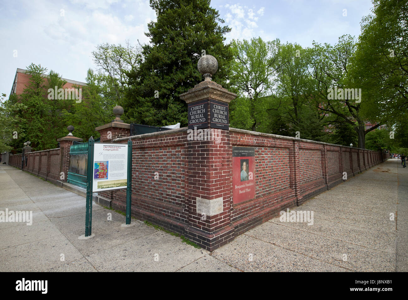 Christus Kirche Beerdigung Boden die letzte Ruhestätte von Benjamin Franklin in Philadelphia USA Stockfoto