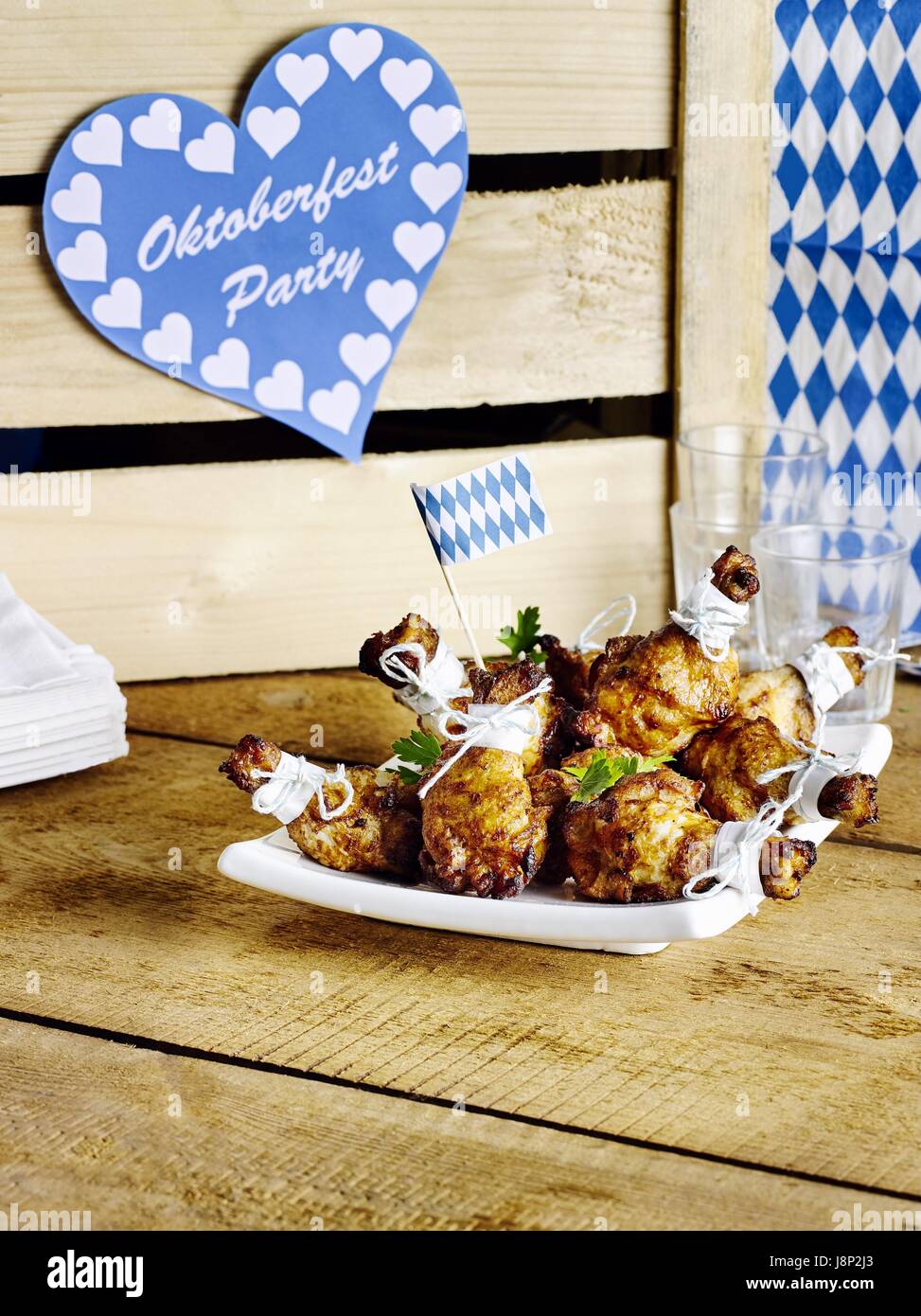 Bayerischen Chicken Drumsticks Stockfoto