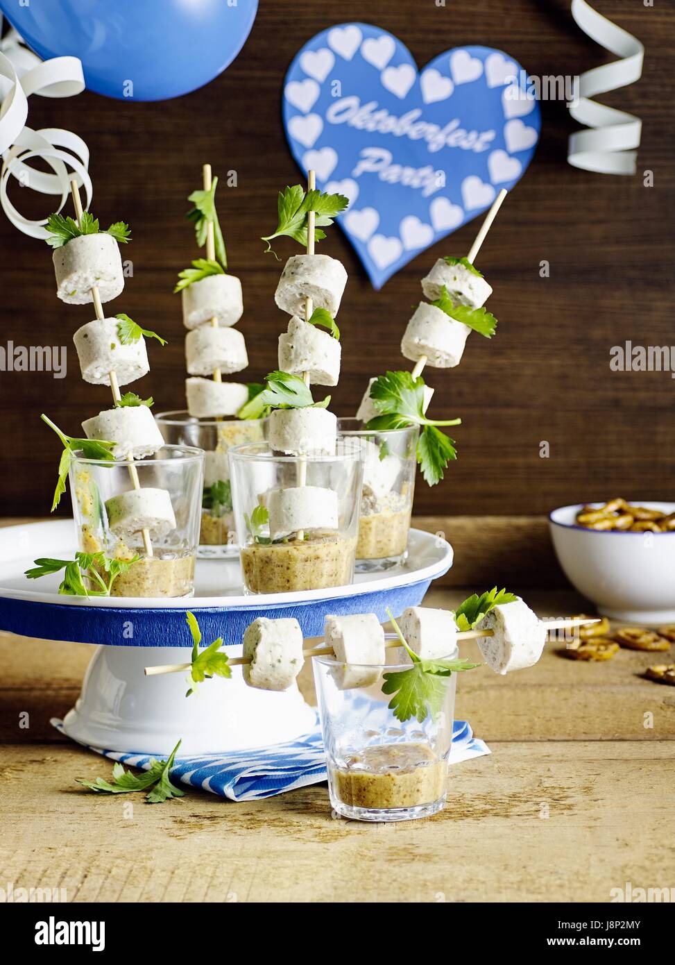 Bayerisches Rindfleisch Wurst Spieße Stockfoto