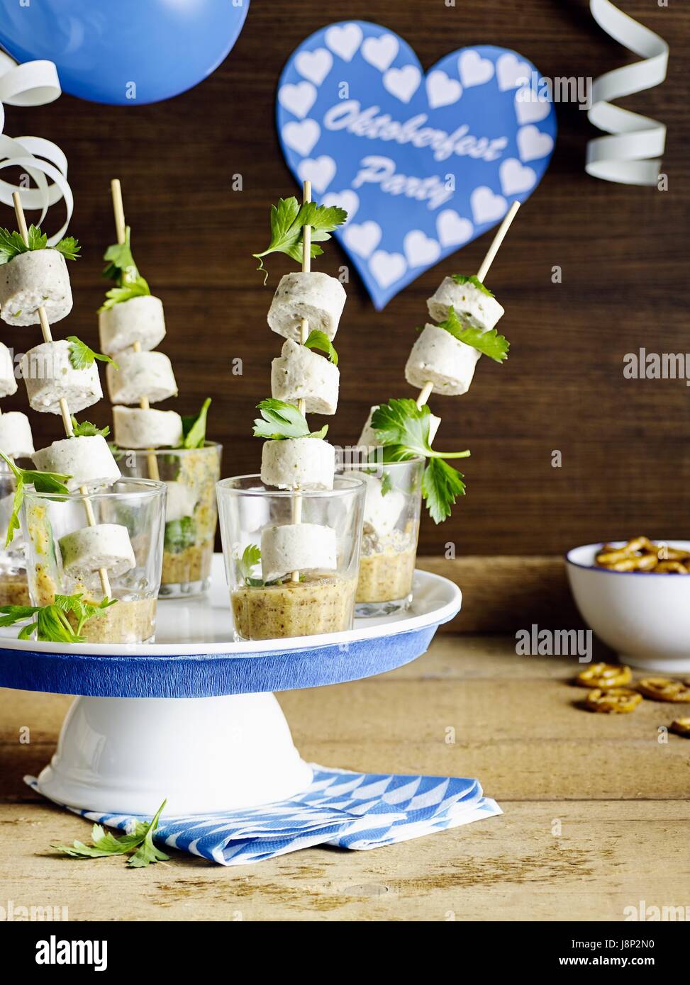 Bayerisches Rindfleisch Wurst Spieße Stockfoto