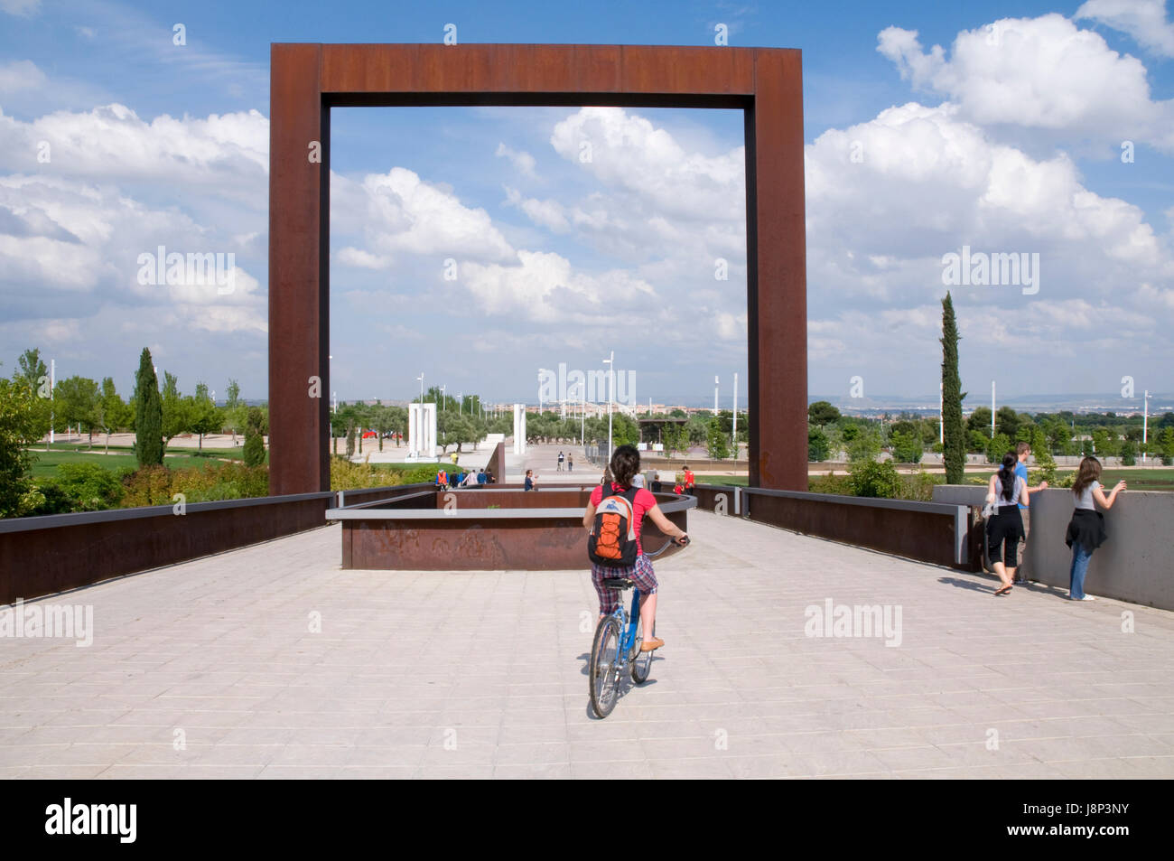 Moderne Skulptur. Park Juan Carlos ich, Madrid, Spanien. Stockfoto