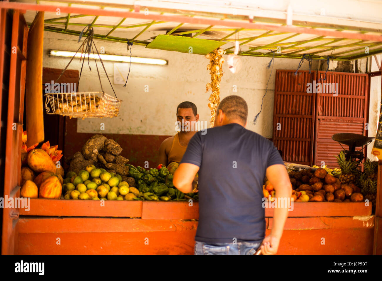 Obst-Verkäufer, Alt-Havanna Stockfoto