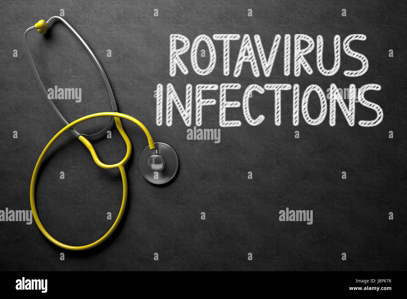 Rotavirus-Infektionen an Tafel. 3D Illustration. Stockfoto