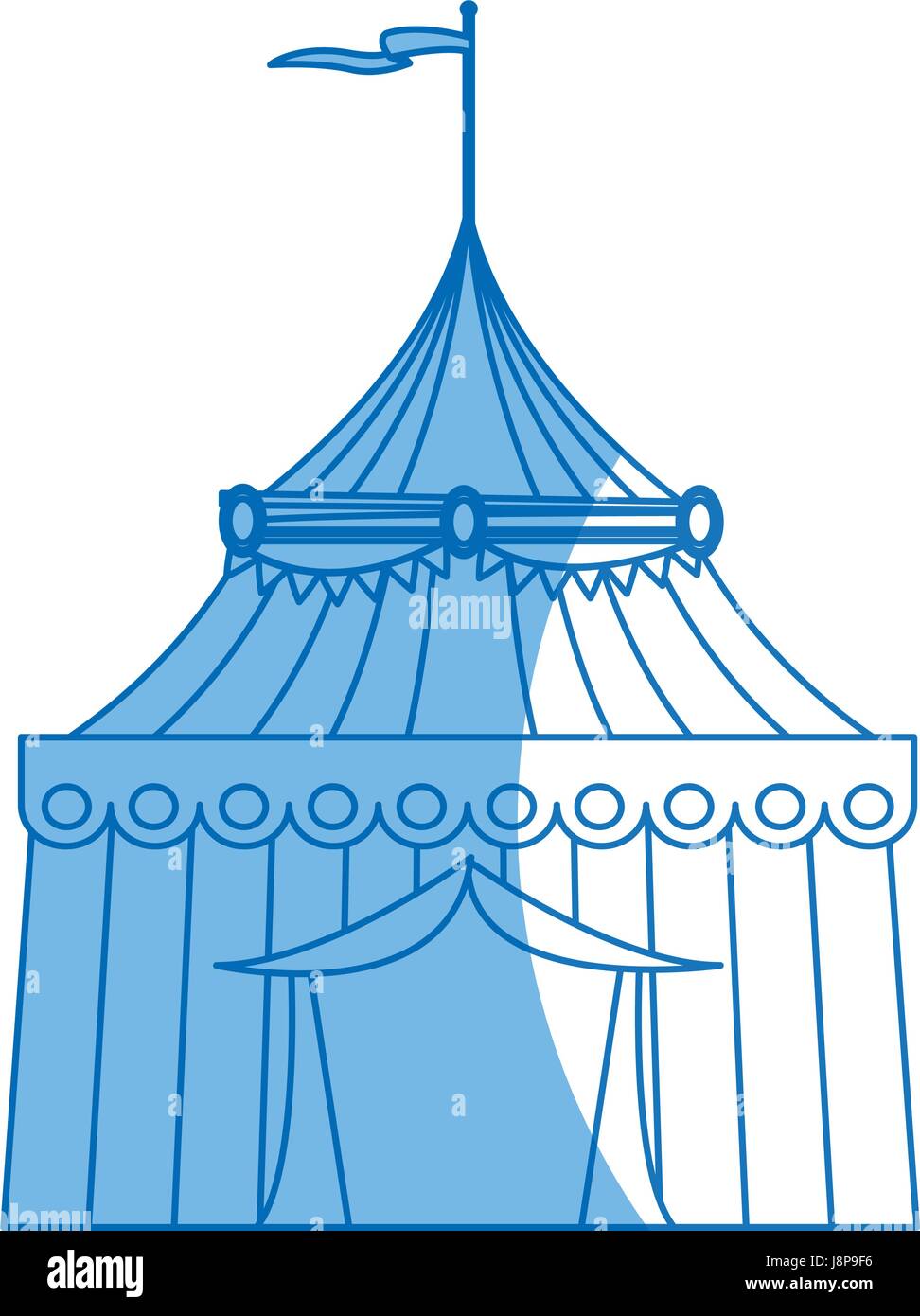 gestreifte flanierende Zirkuszelt Festzelt mit Fahne-Vektor-illustration Stock Vektor