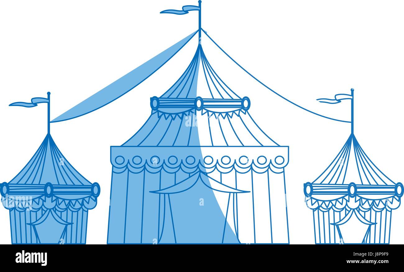 gestreifte flanierende Zirkuszelt Festzelt mit Fahne-Vektor-illustration Stock Vektor