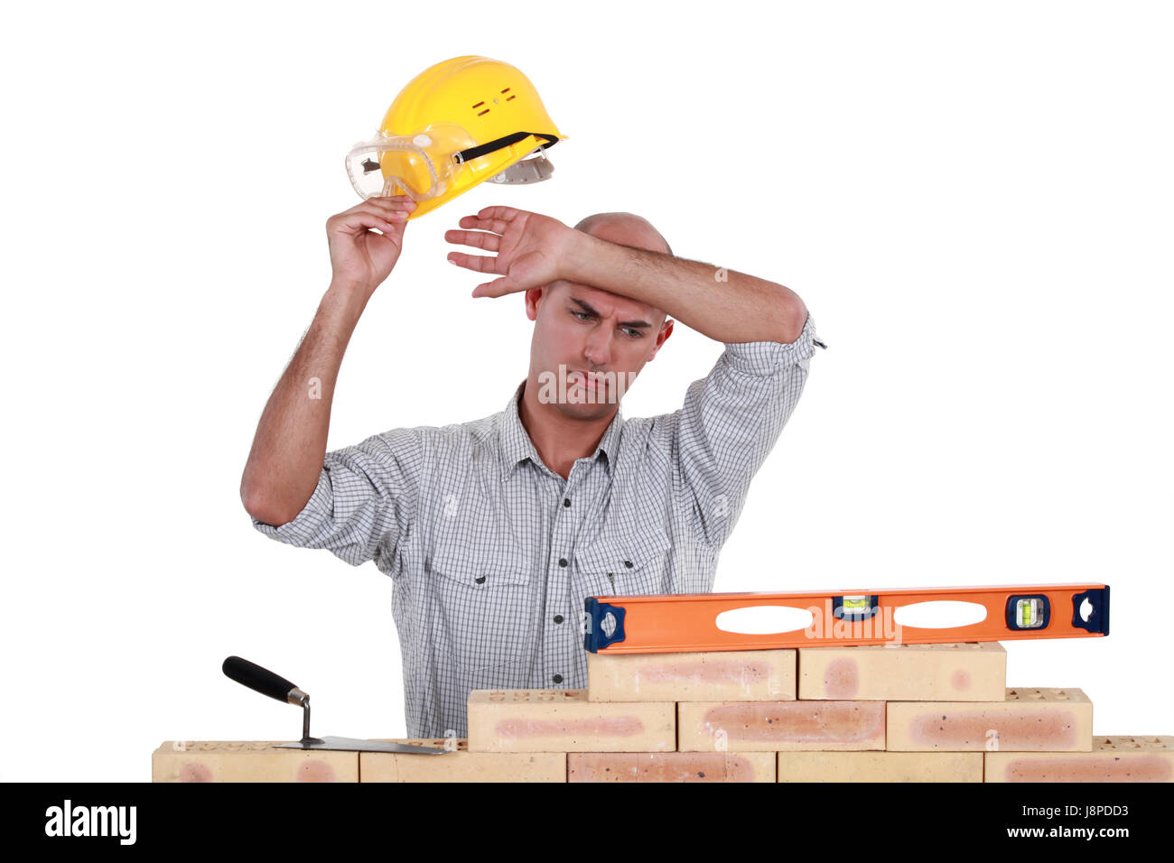 Ziegel, Baumeister, belüftet, Gebäude, Bau, Mensch, Menschen, Menschen, Stockfoto