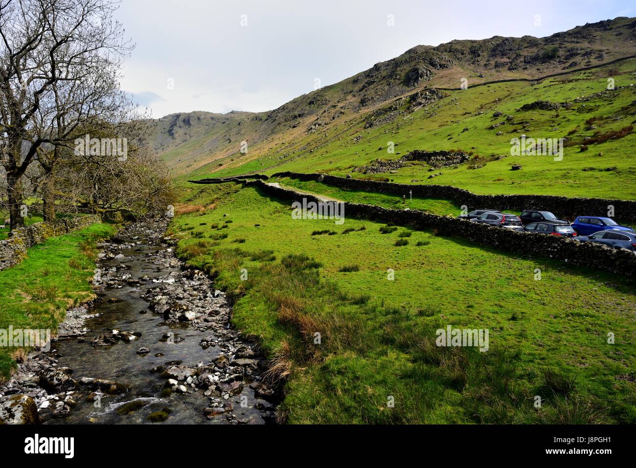 Bauernhaus und River Sprint, Sadgill Stockfoto