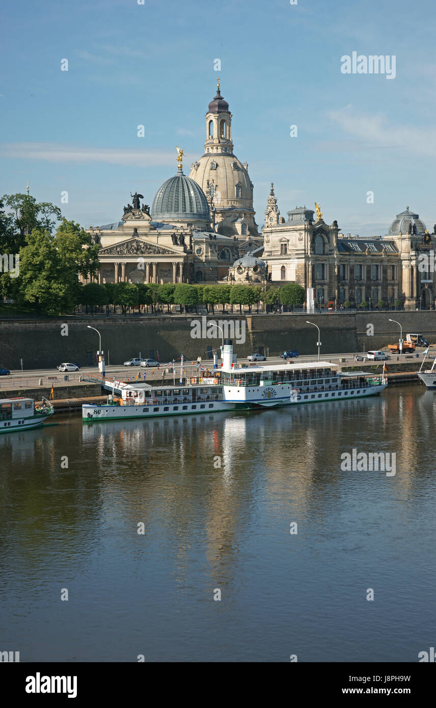 Dresden, Elbe, Akademie der Künste, Haus, Gebäude, Kirche, Stadt, Stadt, Deutschland Stockfoto