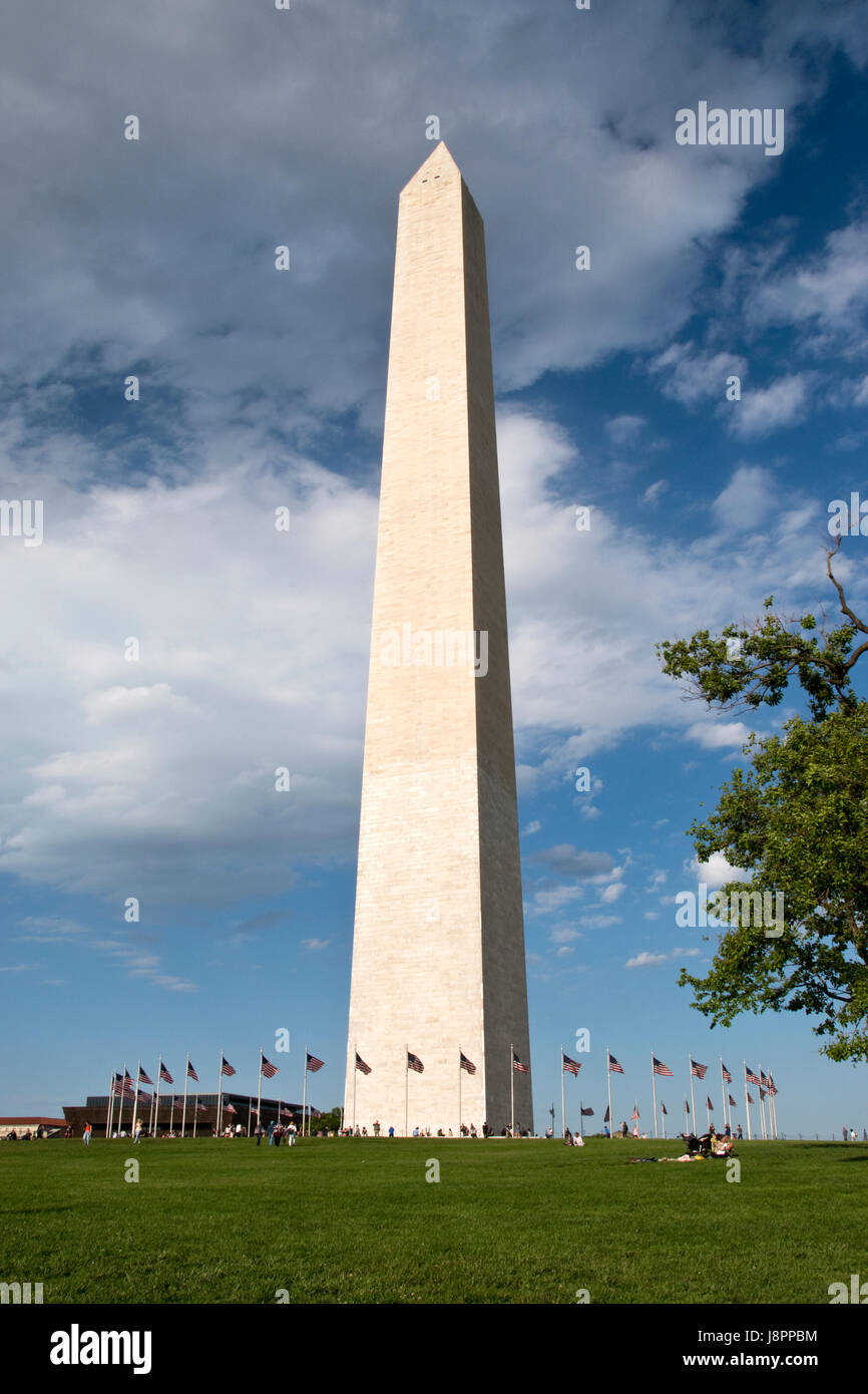 Washington Monument, ein Obelisk 555-Fuß auf der National Mall in Washington, DC. erinnert an George Washington, erster Präsident der Vereinigten Staaten. Stockfoto
