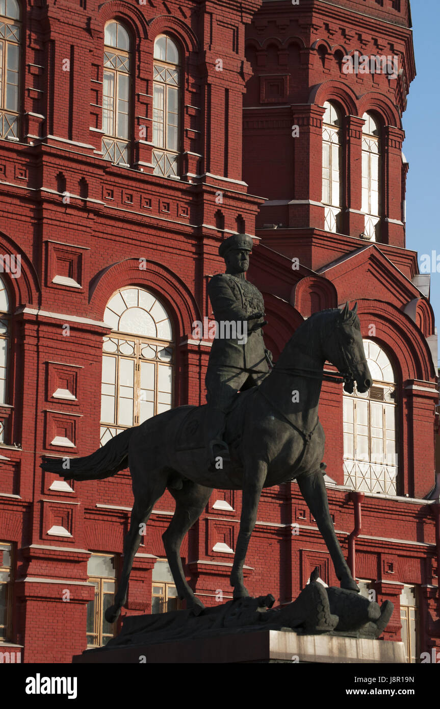 Moskau: das Denkmal für Marschall der Sowjetunion Shukow, errichtet im Jahr 1995 zum 50. Jahrestag des Sieges im großen Vaterländischen Krieg Stockfoto