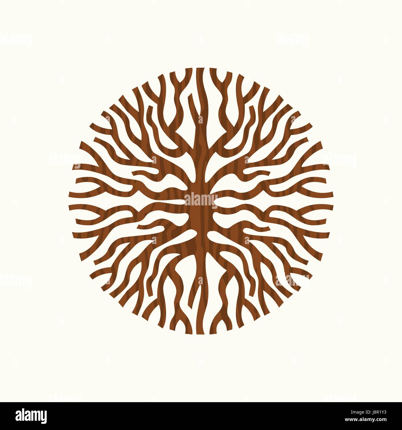 Abstrakte Kreisform der Baumwurzeln oder Zweige Illustration, kreative Natur-Kunst-Konzept-Symbol. EPS10 Vektor. Stock Vektor